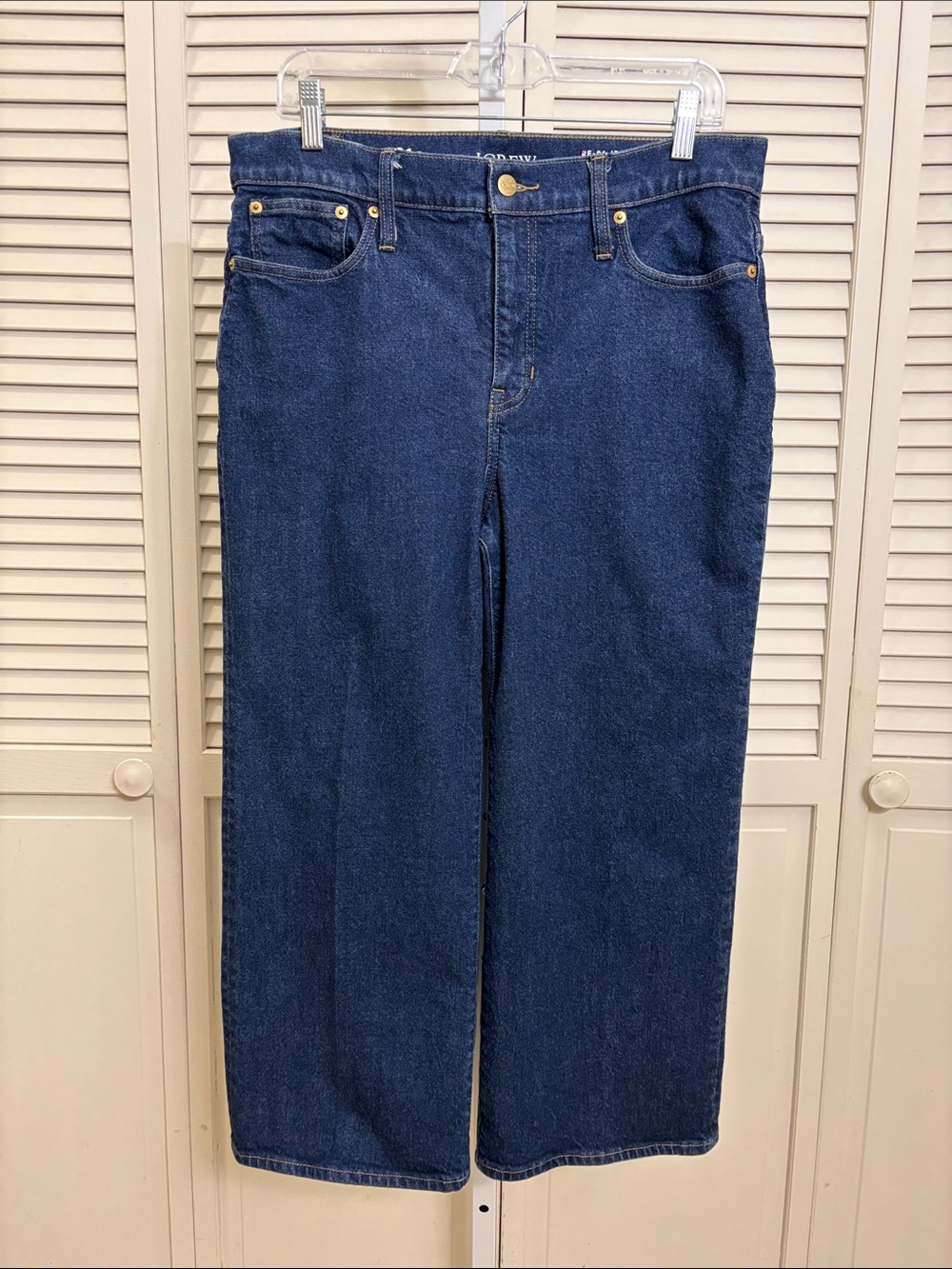 J. Crew Dark Blue High-Rise Slim-Wide Jean in 1996 Semi-Stretch Size 31 Petite